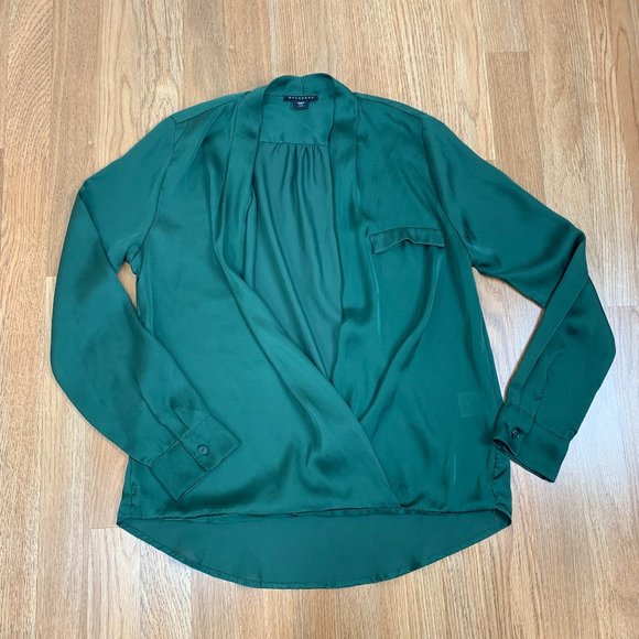 Metaphor Tops - Mataphor Silky Green Scoop Neck Blouse Size Medium